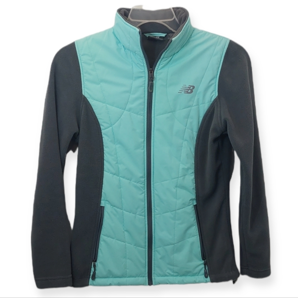 New Balance Women's Size Small Jacket Gray Light Aqua Zip Up Athletic